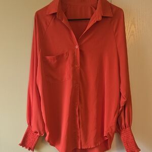Source Unknown Vibrant Orange Button-Down Shirt